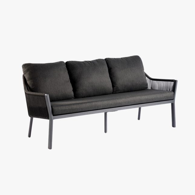 Elin Lounge Bank - Zwart - 3 zits - 198x78,5x83 cm