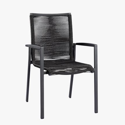 Bo Terrasstoel - Zwart - Stapelbaar - Rope -Tierra Outdoor