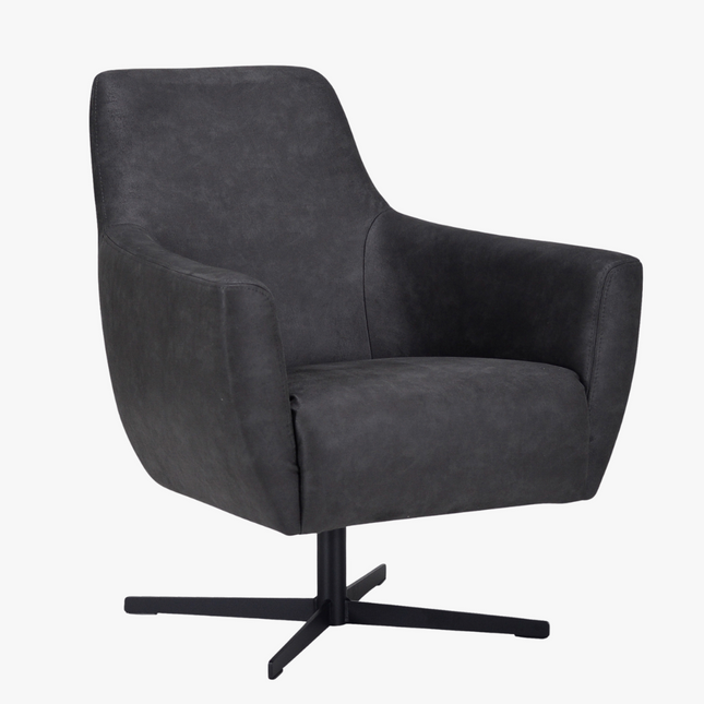 Røff Fauteuil - Antraciet - Microleder