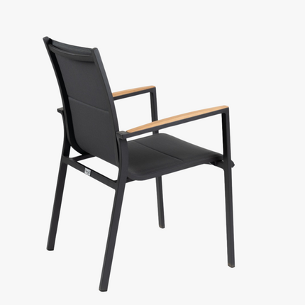 Bo Terrasstoel - Antraciet - Teak -  Stapelbaar - Tierra Outdoor
