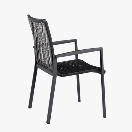 Bo Terrasstoel - Zwart - Stapelbaar - Rope -Tierra Outdoor