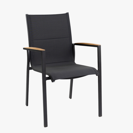Bo Terrasstoel - Antraciet - Teak -  Stapelbaar - Tierra Outdoor